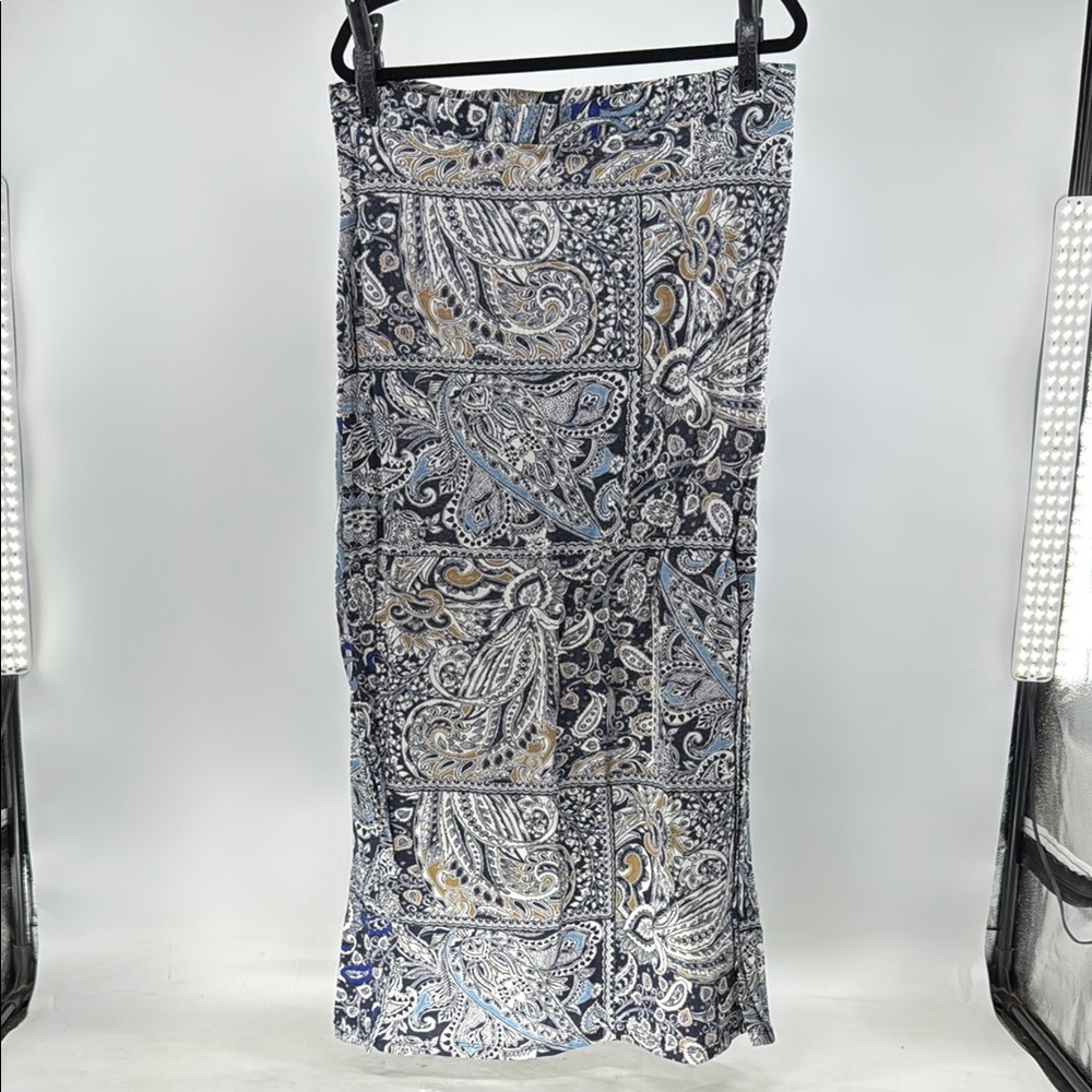 Ambiance Paisley Pencil Skirt - Blue and Gray